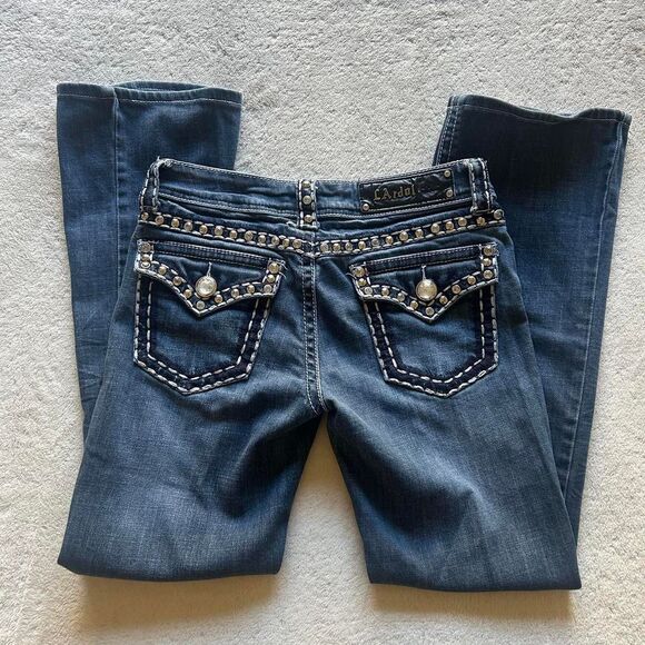 Y2K Mcbling LA Idol Blinged Out Rhinestone Mcbling Jeans - Picture 1 of 7